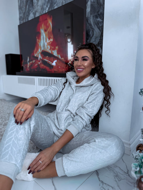 The warm HOME set "BRAID PATTERNS" - GRAY